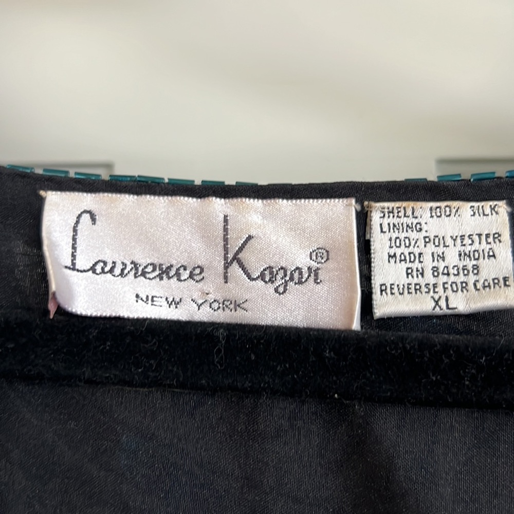 Vintage Laurence Kazan vintage 100% silk lining w/Sequin Blouse Size XL - Picture 2 of 6